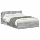 vidaXL Bedframe met opslag Grijs Sonoma 140 x 200 cm Bewerkt hout