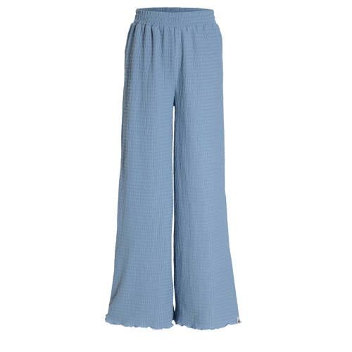 Me & My Monkey regular waist casual broek blauw met textuur
