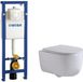 QeramiQ Dely Swirl Toiletset - Suspendu - Avec réservoir encastré - Sans bride - Cuvette à fond creux - Évacuation PK - Double chasse - Céramique - Blanc brillant