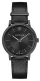 Versace V-Circle Gent VE5A00220 Zwart Leren Dameshorloge