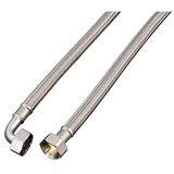 Xavax versterkte watertoevoerslang verlenging (90° inlaat, voor wasmachine en vaatwasser inlaatslang, anti-buckling tank inlaatslang, 2 m, 1 stuk) zilver