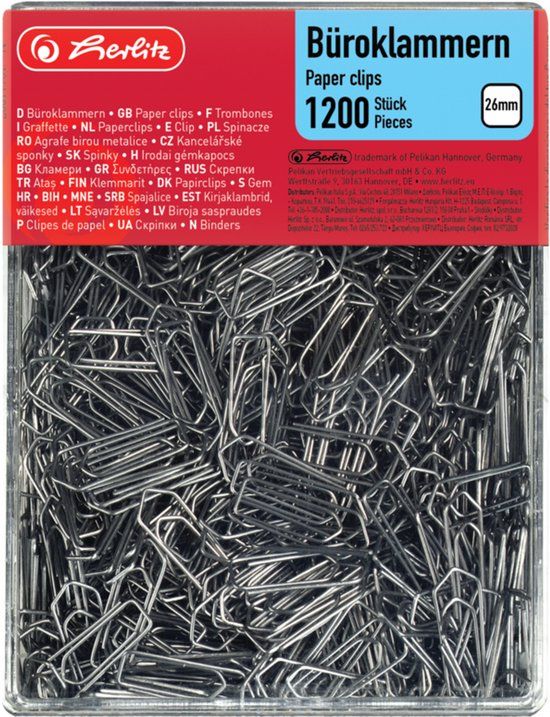 Herlitz Paperclips - Metaal - Gegalvaniseerd - 26 mm - 1200 stuks