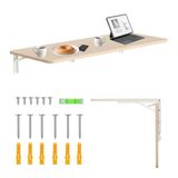 Maclean MC-128 opvouwbare wandplank 100x40 cm, draagvermogen 50 kg, inklapbare tafel met veiligheidsvergrendeling en waterpas, voor keuken, kantoor, werkplaats of garage (Wit)