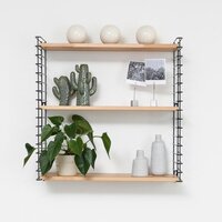 Tomado Wandrek - Hout & Zwart - 70x21x68cm - Boekenrek