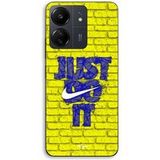 Maniacase Hoesje voor Xiaomi Redmi 13C 4G logo Just Do It blauw met gele voorkant
