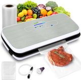 NutriChef Food Saver Vacuümmachine - 110W Automatisch Foodsaver-systeem Luchtafdichtingsmachine Verpakking Afdichting Opslag Conservering Sous Vide - PKVS18SLEU (zilver)