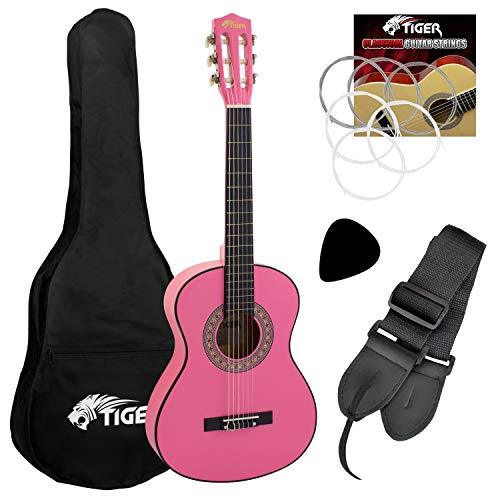 Tiger CLG4-PK 3/4 size klassieke gitaar pack - beginners klassieke gitaar pakket met accessoires in roze