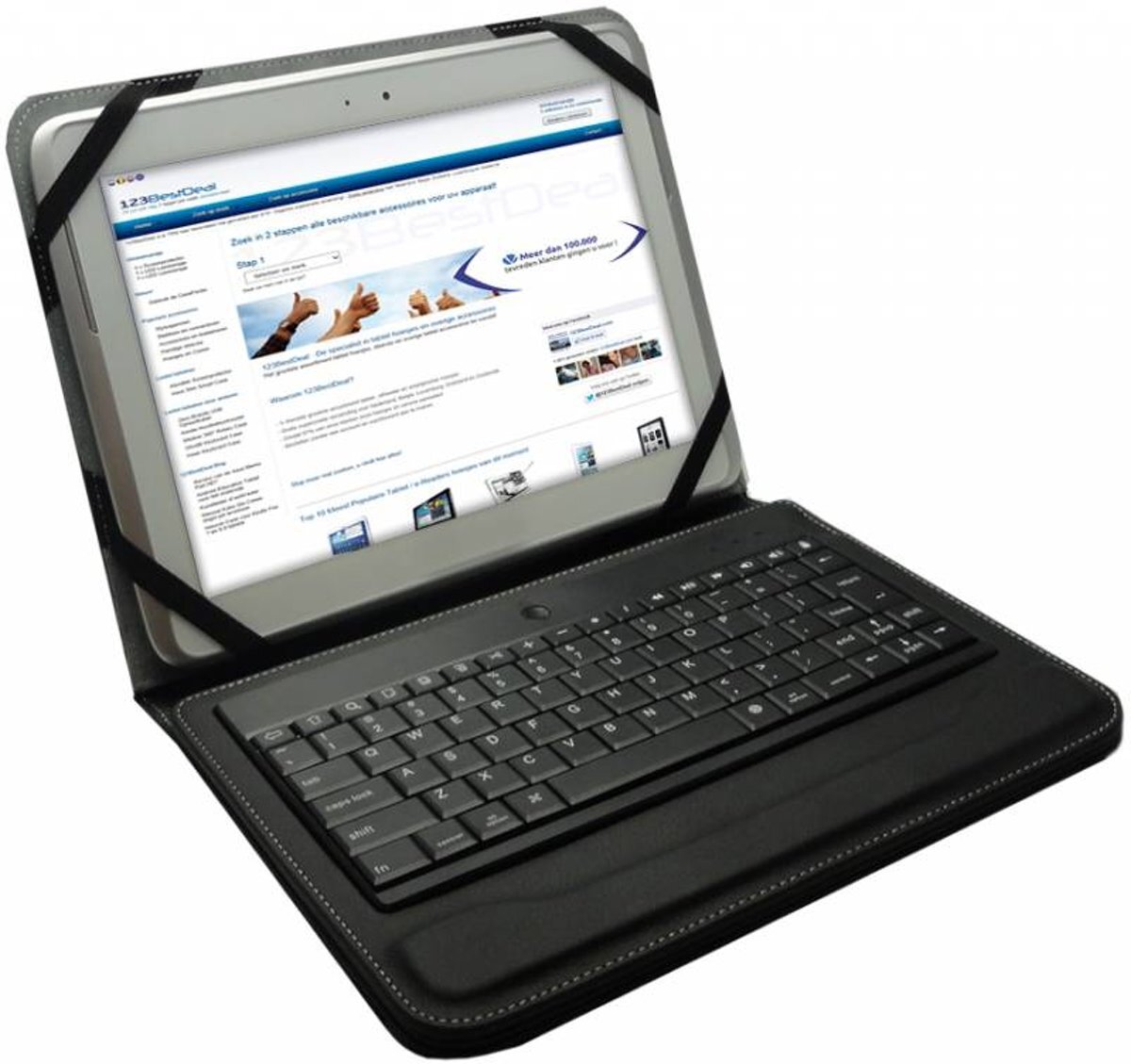 i12Cover 10 Inch Bluetooth Keyboard Case, Toetsenbord Deluxe Universeel, Zwart, merk Elegante Keyboard Case voor een 10 inch tablet. De hoes heeft een uitneembaar toetsenbord met een draadloze Bluetooth verbinding