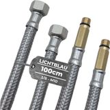 oCreon Knikbestendige roestvrijstalen slang I 100 cm I 3-8 inch op M10 I geschikt voor drinkwater - Set van 2
