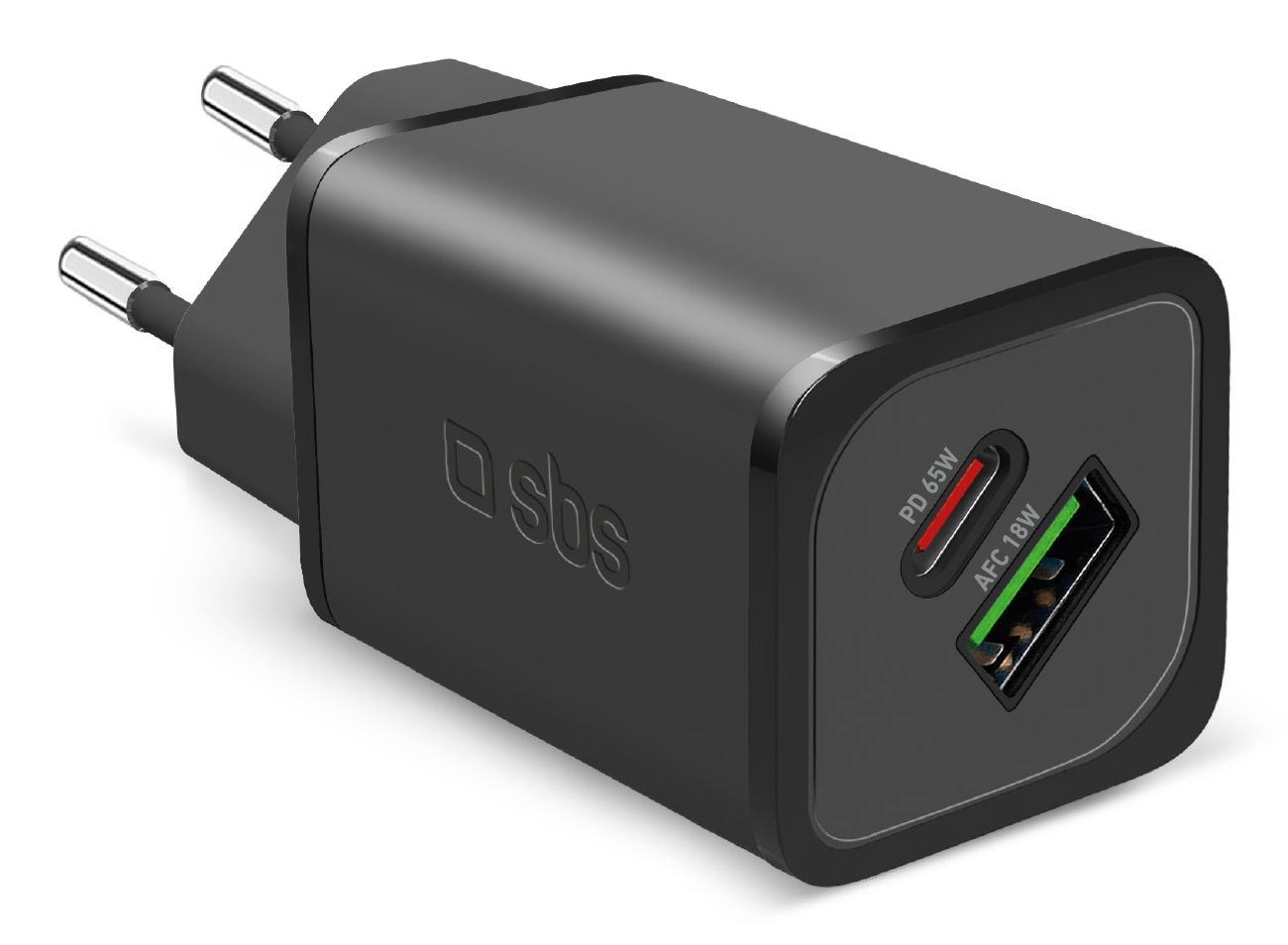 SBS TETRGANUSBCPD65W 65W USB-C & USB-A Wall Charger - Black