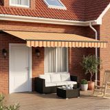 vidaXL Handmatige zonnetent met zonne-energie ledverlichting 4 x 3,5 m Geel