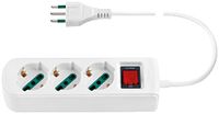 Vimar 0R00637.CC.B Meervoudige stekkerdoos met stroomonderbreker en 1,5 m kabel, 3 x SICURY Universal Italiaanse standaard, stekker 10 A Italiaanse standaard, wit