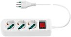Vimar 0R00637.CC.B Meervoudige stekkerdoos met stroomonderbreker en 1,5 m kabel, 3 x SICURY Universal Italiaanse standaard, stekker 10 A Italiaanse standaard, wit