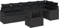 vidaXL Tuinbank Set Zwart Poly Riet