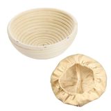 Westmark 2-delig, ronde rijsmandjes + overtrek, riet/katoen, lichtbeige/beige