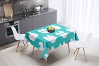 Bonamaison Tafelkleed, Anti-Mold, Sneldrogend, Waterdicht, 100% Polyester Tafellaken, Turkoois, wit, 140 x 140 Cm
