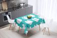 Bonamaison Tafelkleed, Anti-Mold, Sneldrogend, Waterdicht, 100% Polyester Tafellaken, Turkoois, wit, 140 x 140 Cm