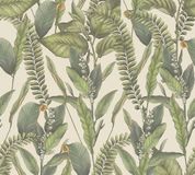 Living Walls Vliesbehang jungle crème groen - behang woonkamer slaapkamer 394132 - behang bloemen - 10,05 m x 0,53 m voor 5,33m² - Made in Germany