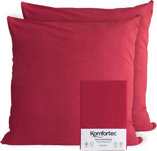 Komfortec Set van 2 Jersey Kussenslopen 50x50 cm - Rood