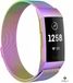 Strap-it Fitbit Charge 4 Milanese band - regenboog - Maat: S