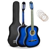 3rd Avenue 4/4 formaat klassieke Spaanse gitaar, beginnerspakket, met nylon snaren, tas, snaren - blauw