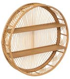 Atmosphera Wandplank ornament Inacio - bruin - bamboe - Boho stijl - rond frame - 2 plankjes - D70 x 15 cm