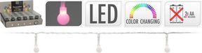 Merkloos 2x Feestverlichting gekleurd LED lichtsnoer 200 cm op batterijen - 20 multi lampjes