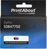 PrintAbout Tape S0847750 (S0721660) Wit op zwart/rood/blauw (9 mm) geschikt voor Dymo