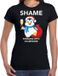 Bellatio Decorations Pinguin Kerstshirt / Kerst t-shirt Shame penguins with champagne zwart voor dames - Kerstkleding / Christmas outfit XS