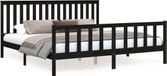 vidaXL Bedframe met hoofdbord massief grenenhout zwart 200x200 cm