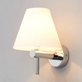 Lindby Wandlamp - 1 Licht - Glas, Metaal - Wit Gesatineerd, Chroom