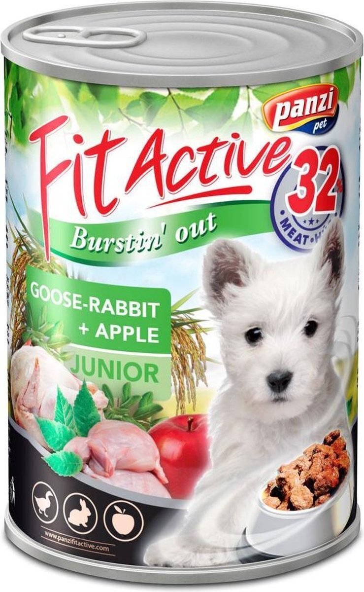 Panzi-Pet Fit Active - Hondenvoer - Blikvoer - Natvoer - Junior - Goose & Rabbit - 10 x 415g