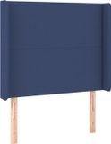 vidaXL Hoofdbord met randen 103x16x118/128 cm stof blauw