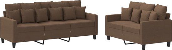 vidaXL 2-delige Loungeset met kussens stof bruin