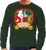 Bellatio Decorations Foute kersttrui / sweater - groen - Kerstman Run Rudolf Run heren L