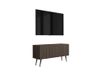 3xE living Meuble TV 100 cm, 1 porte, chêne Dunin, pieds inclinés noirs