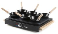 Domo DO8719W Raclette & Wok Party Set - 6 Personen - 1000W - Zwart/Hout