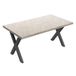 FRANKYSTAR Table à manger en bois et métal avec pieds noirs en forme de X, 160 x 90 cm, gris texturé