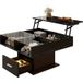 Mobliva Table basse multifonctionnelle laquée brillante avec éclairage LED, hauteur réglable et espace de rangement modulable – Design moderne pour salons, bureaux et petits appartements