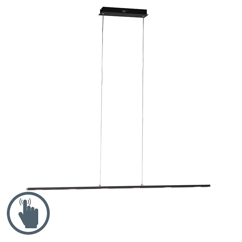 QAZQA Platina - Design LED Hanglamp Zwart 120cm - Touch Dimmer