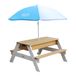 AXI Nick Zand & Water Picknicktafel Bruin/wit - Parasol Blauw/wit