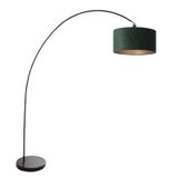 Mexlite Vloerlamp Solva 3899ZW Zwart met groen fluwelen lampenkap