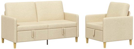 vidaXL Sofa Set Met Opslag 2 st Crèmekleurig Polyester