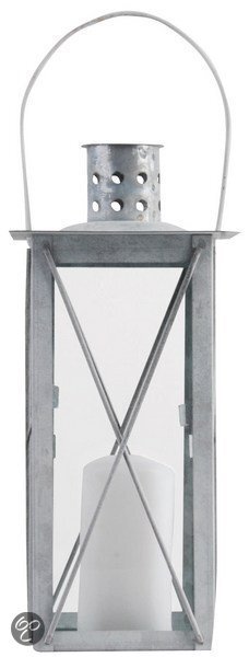 Esschert Design Klassieke rechthoekige lantaarn oud zink 25 cm
