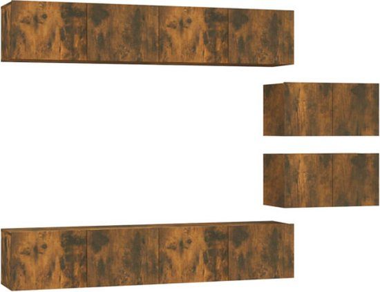 vidaXL 6-delige Tv-meubelset bewerkt hout gerookt eikenkleurig