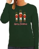 Bellatio Decorations Foute Kersttrui/Sweater Dames - Notenkrakers - Groen - S