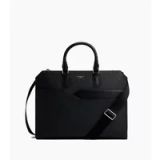 Le Tanneur, Sacoche fine, Sacoche pour ordinateur portable 15 pouces, Cuir, Grain, Emile, Hommes, Sac en mousse, 2 poches zippées, Poche plate, Passant pour trolley, Bandoulière réglable et amovible, Noir, EMILE