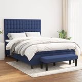 vidaXL Boxspringbed met matras, stof, blauw, 140x200 cm