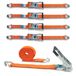 DoZurr 5000 Spanbanden, set van 4 spanbanden, met stabiele ratel en profielhaken, belastbaar tot 2500 kg, 50 mm breed x 6 m lang, oranje, voor vrachtwagens en grote aanhangers