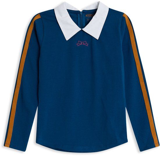 4PRESIDENT Kierra Blue Gestreept Katoen Elastaan Kinderen Casual Lange Mouw Klassieke Kraag Rits Herfst/Winter 2025